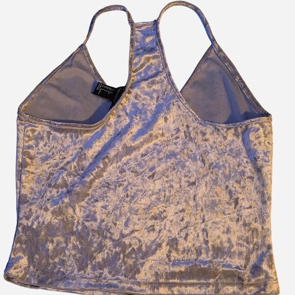 Forever 21 Forever 21 Silver Gray Velour Cropped Tank sz S - Picture 3 of 3
